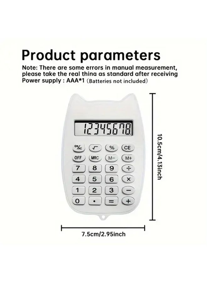 White Mini Calculator with Large Display Portable Home Office School - Image 2