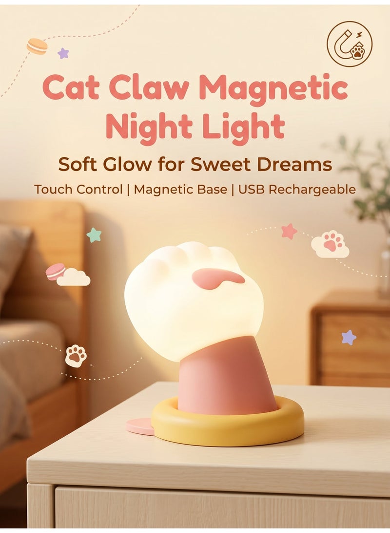 Laoybho Night Light For Kids, Cat Claw Magnetic Wall Light, Bedside Touch Lamp, Funny Dimmable Silicone Nightlight, Funny Gifts for Women Men Family Friends Colleagues Neighbors, Kitchen Office Room Decor - Image 1