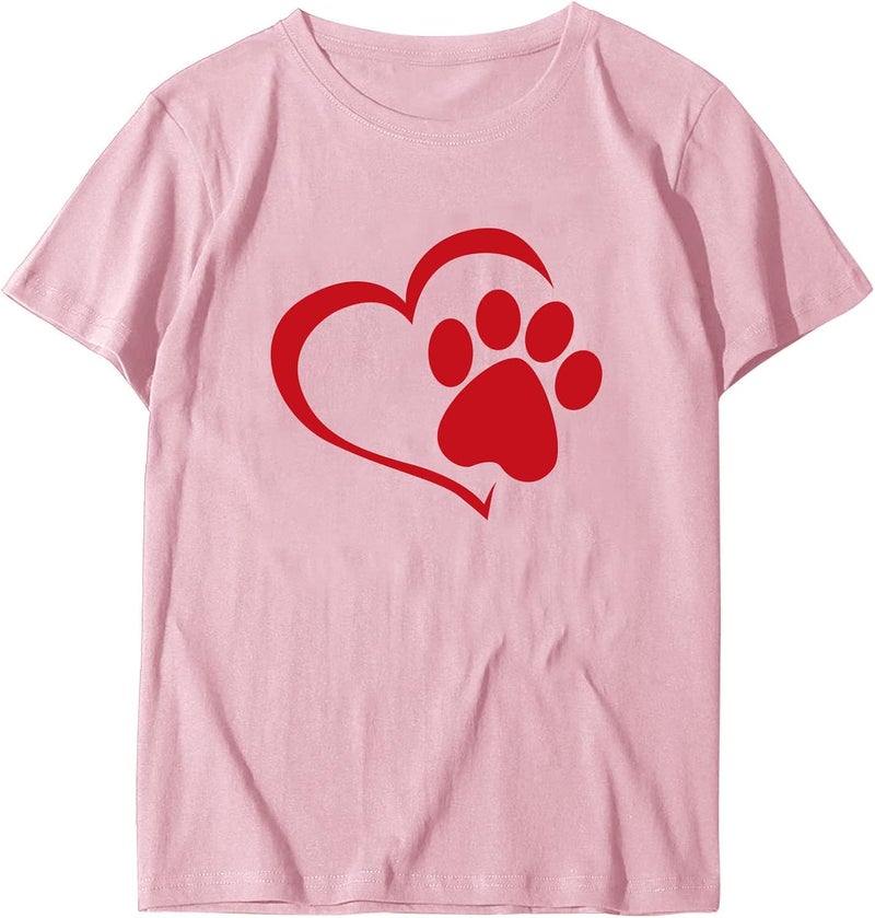 klarako Valentine's Day Custom T Shirt for Girlfriend, Women Cute Love Heart Print Short Sleeve Couples Tops Loose Pullover - Image 1