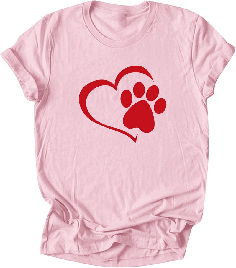 klarako Valentine's Day Custom T Shirt for Girlfriend, Women Cute Love Heart Print Short Sleeve Couples Tops Loose Pullover - Image 3