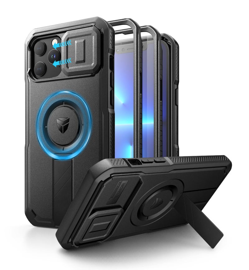 Dexnor for iPhone 13 Pro Max12 Pro Max Case with Slide Camera Cover Adjustable Kickstand Builtin Screen Protector Magsafe Rugged Bumper Cases HeavyDuty Magnetic Protective CoverBlack - Image 2