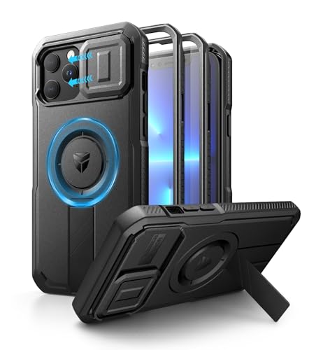 Dexnor for iPhone 13 Pro Max12 Pro Max Case with Slide Camera Cover Adjustable Kickstand Builtin Screen Protector Magsafe Rugged Bumper Cases HeavyDuty Magnetic Protective CoverBlack - Image 1