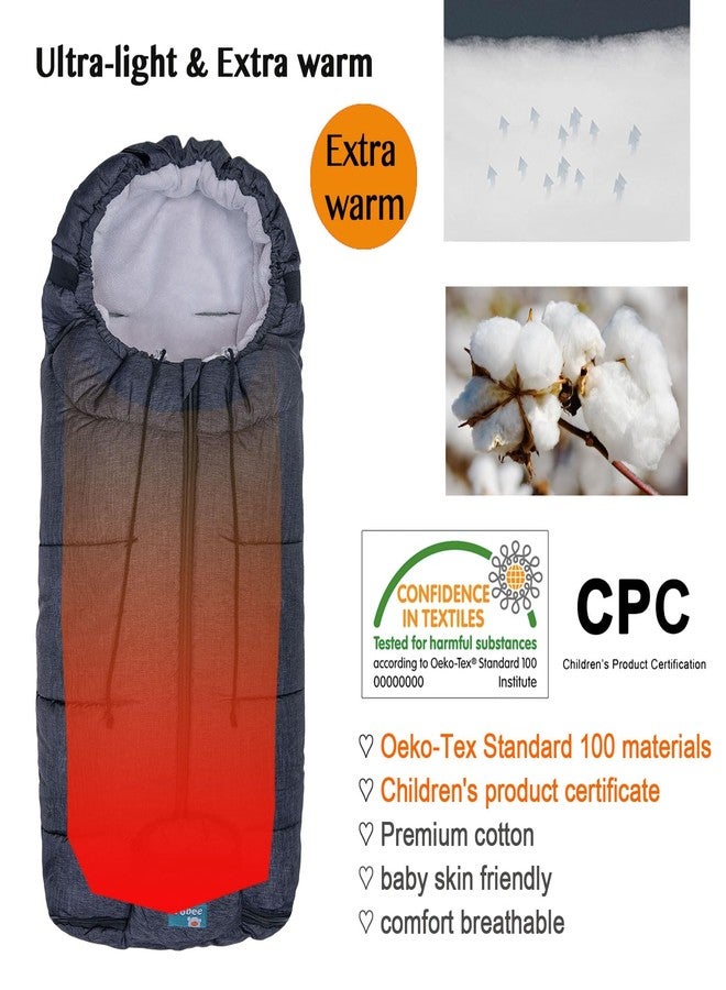 Yobee Winter Waterproof Warm Stroller Bunting Bag, Center and Botton Open for Easy in and Temperature Control, Multi Use, Toldder Size, Grey - Image 5