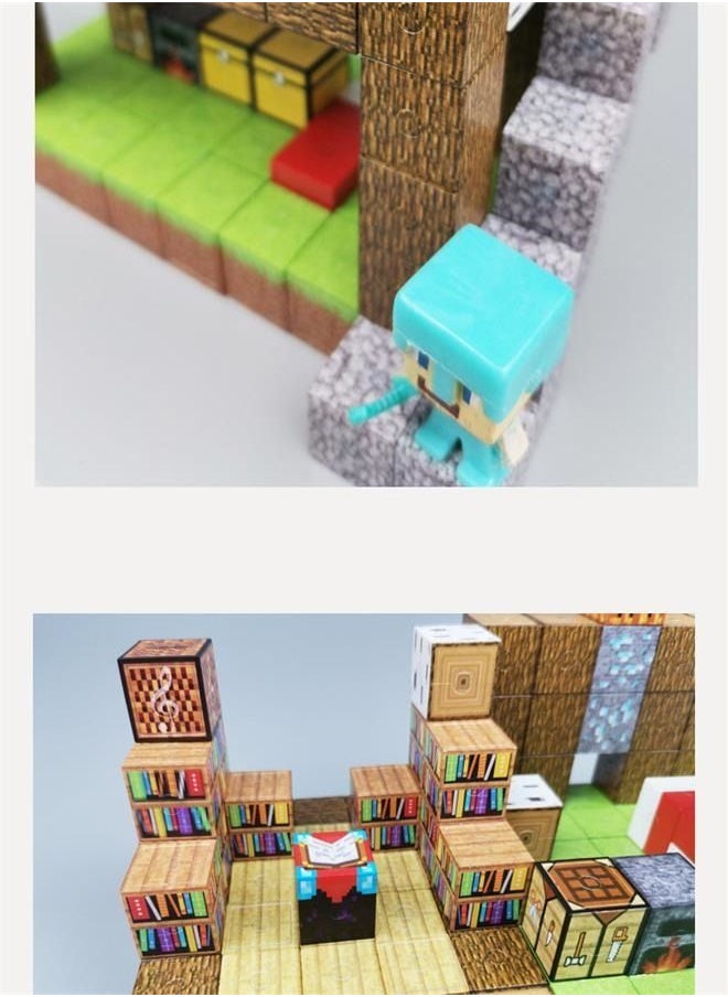 Minecraft Game Magnetic Building Blocks - Children's Puzzle Game Accessories, Miniature World Building Toy