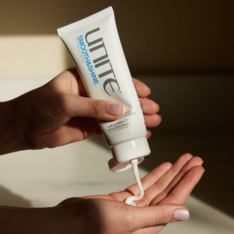 UNITE Hair - SMOOTH&SHINE Styling Cream - Tames Frizz, Adds Shine & Softness - Hydrates, Protects & Repairs with Argan Oil, Coconut & Honey - Ideal for Medium to Thick Hair - 3.5 oz - Image 4