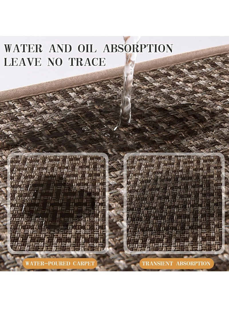 Sharpdo 2-Piece Kitchen Floor Mats Non-Slip, Woven Kitchen Floor Mats Absorb Water in Front of Sink, 45*120cm+45*70cm Durable Waterproof Washable Kitchen Floor Mats - Image 2