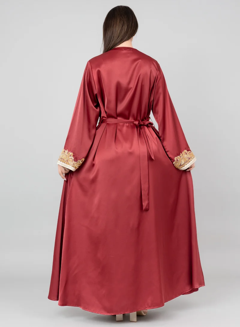 IKKXA Classic Elegance Belted 2-piece Kaftan IK2020 Maroon