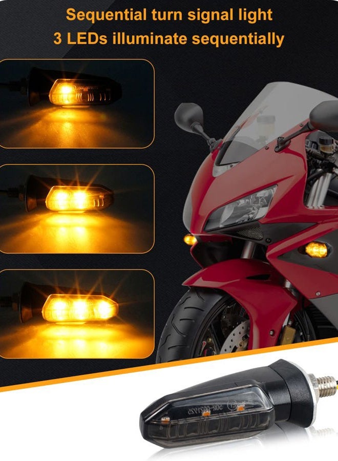 QUASCO 4PCS Universal Motorcycle Turn Signals Front Rear LED Turn Signal Light Sequential Amber Blinkers for Motorbike Scooter Quad Cruiser Off Road Touring - Image 2