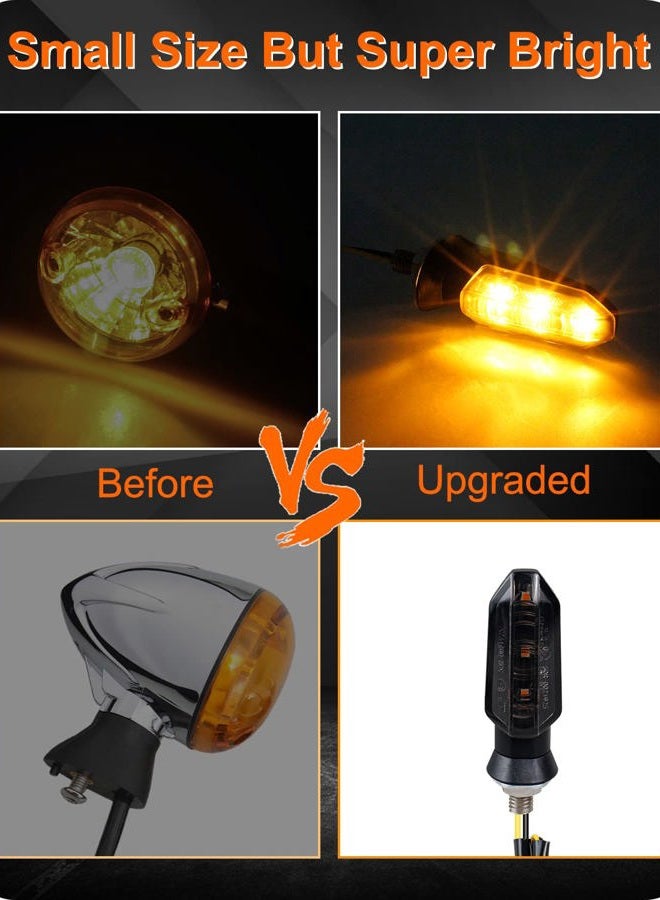 QUASCO 4PCS Universal Motorcycle Turn Signals Front Rear LED Turn Signal Light Sequential Amber Blinkers for Motorbike Scooter Quad Cruiser Off Road Touring - Image 5