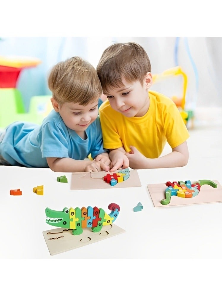 Colorful Wooden 3D Puzzles, Shape Design with Numbers, Teacher Parents Early Learning Support Tools, Attractive Patterns, Montessori Fine Motor Skill Develop Toys, Ideal Kids Gift (Dolphin Shape) - Image 2