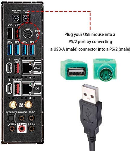 CARE CASE® PS2 to USB Converter Adapter PS2 Male to USB Female 6 pin din Plug Converter for Mouse PC Laptop Computer, USB Cable, PS/2 Devices. - Image 3