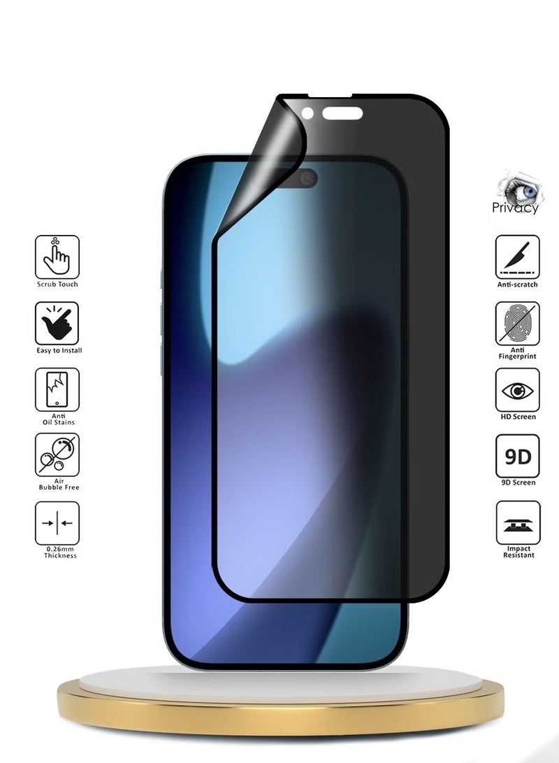 Wtech Apple iPhone Air 5G 2025 Premium Nano Ceramic Privacy Full Glue Full Cover Matte Flexible Screen Protector (MSCNMP) - Clear/Black - Image 2