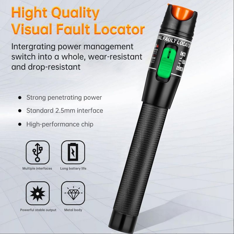 Moocci Visual Fault Locator Fiber Optic Tester - Fiber Optic Cable Tester Meter with FC to LC Adapter - Tools Tester Kit for LC/FC/SC/ST, Network Cable Test - Image 2