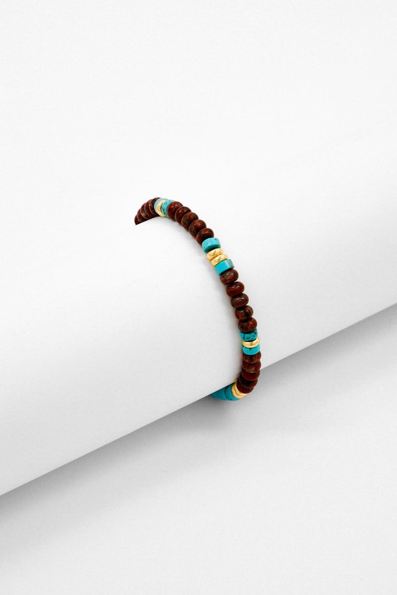 NAUTICA Men Stainless Steel Beaded Bracelet, Multicolor - Image 1