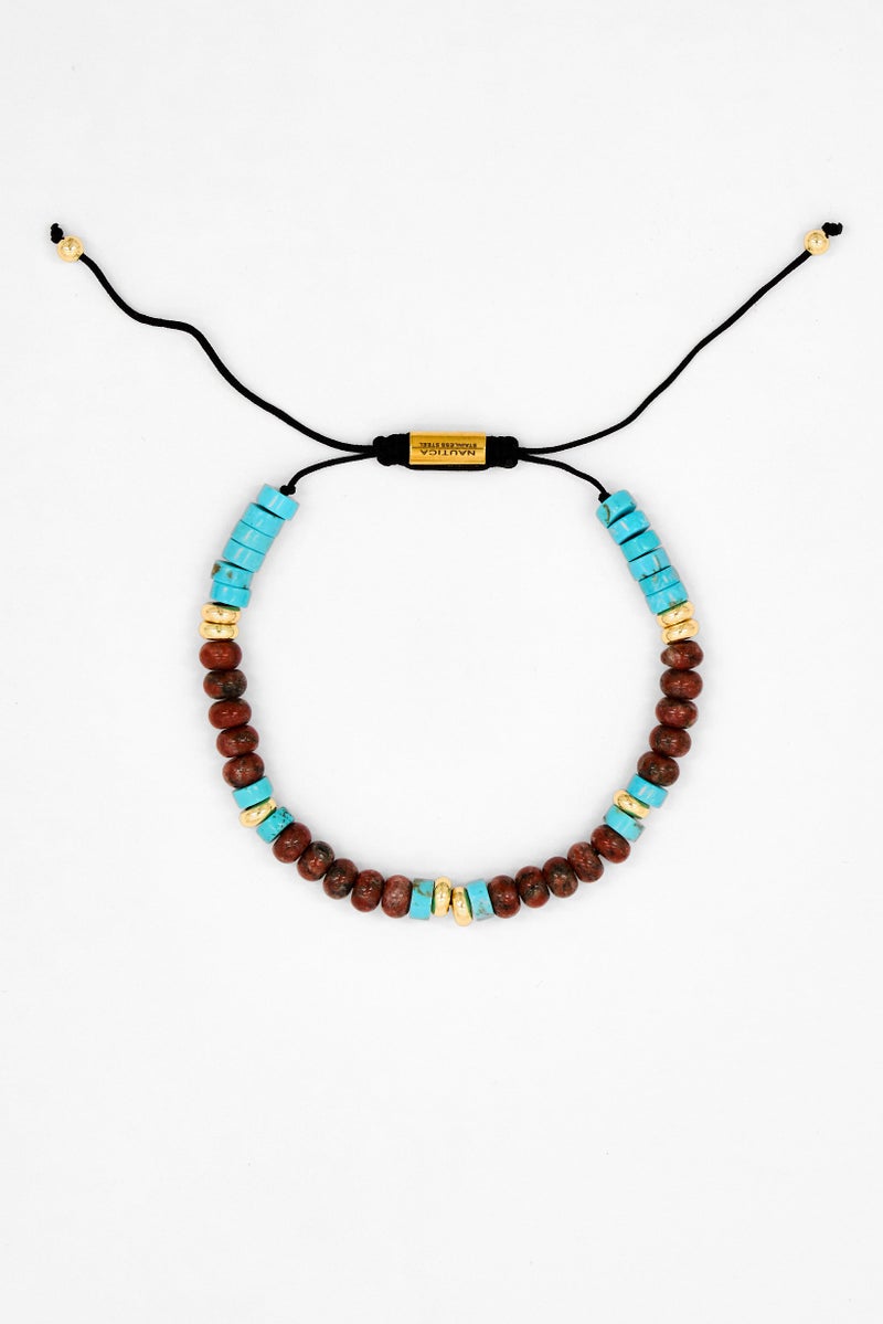 NAUTICA Men Stainless Steel Beaded Bracelet, Multicolor - Image 4