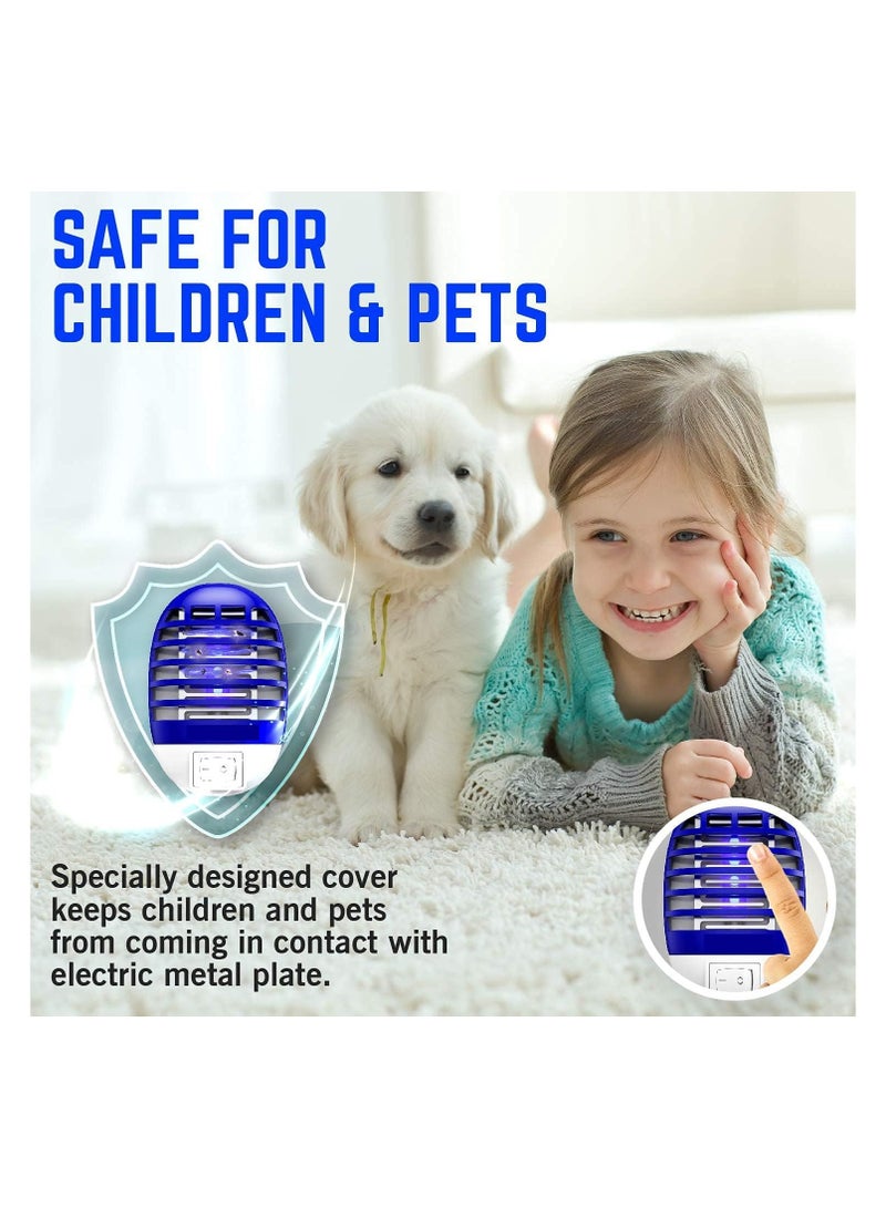 دوبكارت 1 قطعة صاعق الحشرات الكهربائي، صاعق البعوض مع ضوء ليلي LED بالأشعة فوق البنفسجية، مصيدة ذباب الحشرات الإلكترونية للاستخدام الداخلي والخارجي - Image 3