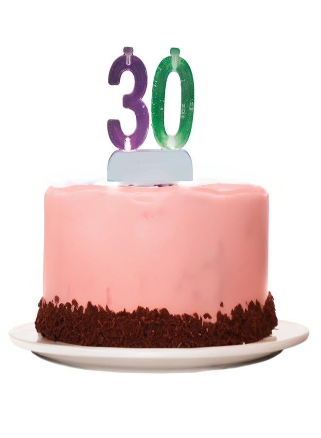 Unique Party Multicolor Plastic Number 30 Flashing Candle Holder With Birthday Candle Set - 1 Set - Elegant, Eye-catching & Durable - Perfect Cake Topper For Birthday Celebrations - Image 4