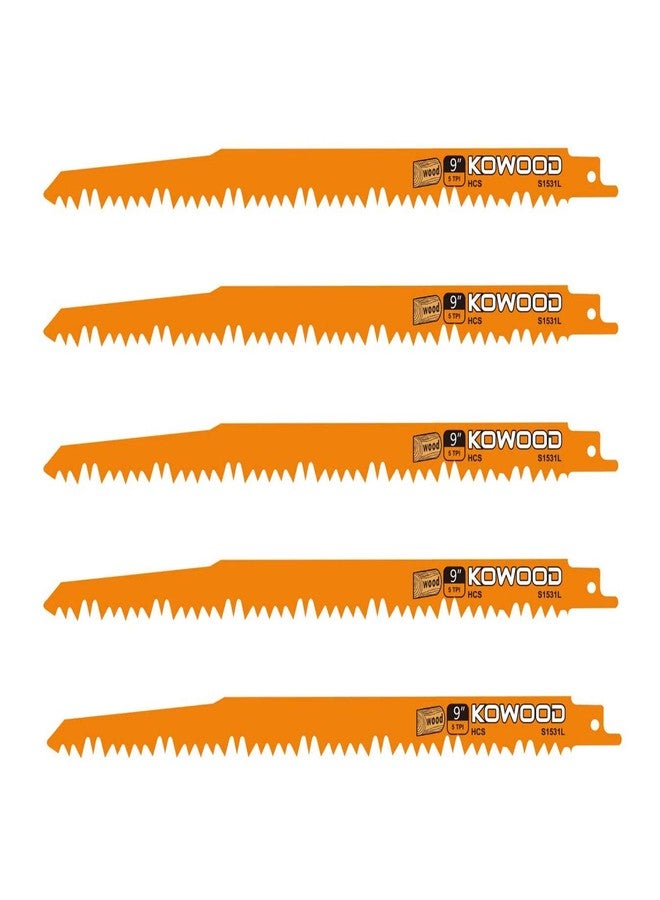KOWOOD 9-Inch Wood Pruning Saw Blades for Reciprocating/Sawzall Saws/Sabre Saws by KOWOOD - 5 Pcs Pack Wood Cutting Set - Image 1