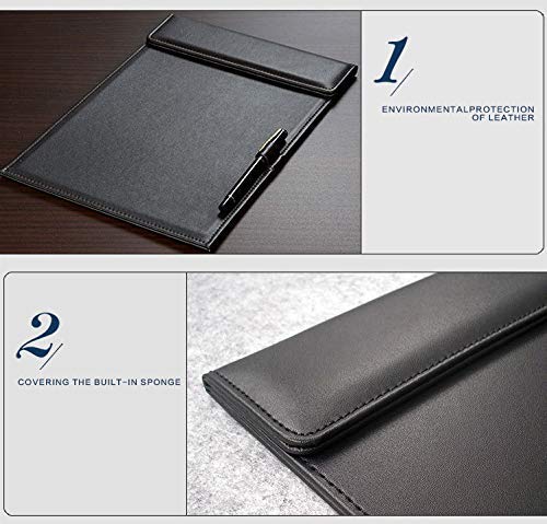 NJ Ultra Soft Premium Leather Clipboard Document Holder, Business Meeting Magnetic Writing Pad with Pen Holder, Drawing Board, Conference Pad, PU Letter/A4 Size (Black): 6 Pcs Set - Image 2