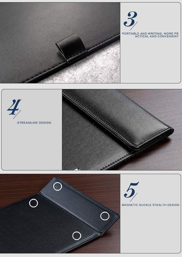 NJ Ultra Soft Premium Leather Clipboard Document Holder, Business Meeting Magnetic Writing Pad with Pen Holder, Drawing Board, Conference Pad, PU Letter/A4 Size (Black): 6 Pcs Set - Image 3