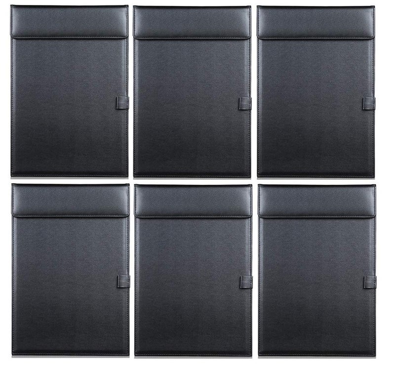 NJ Ultra Soft Premium Leather Clipboard Document Holder, Business Meeting Magnetic Writing Pad with Pen Holder, Drawing Board, Conference Pad, PU Letter/A4 Size (Black): 6 Pcs Set - Image 1