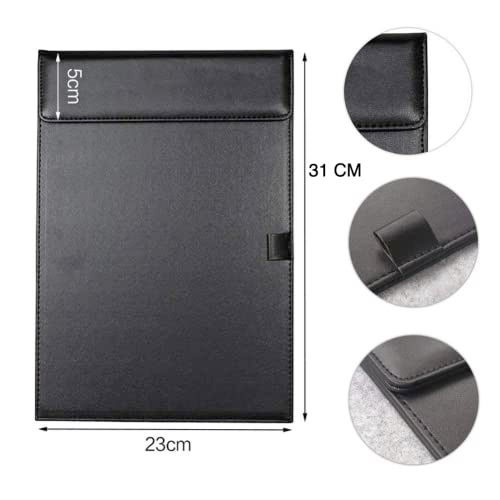 NJ Ultra Soft Premium Leather Clipboard Document Holder, Business Meeting Magnetic Writing Pad with Pen Holder, Drawing Board, Conference Pad, PU Letter/A4 Size (Black): 6 Pcs Set - Image 4