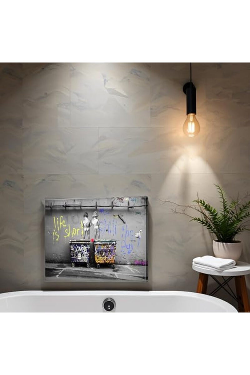 Mistyefly Banksy Wall Art Colorful Wall Decor Life is Short Chill the Duck out Canvas Wall Art Pop Art Decor Graffiti Art Graffiti Poster Wall Street Poster Banksy Artwork Bedroom Decor (16''Hx24''W) - Image 5