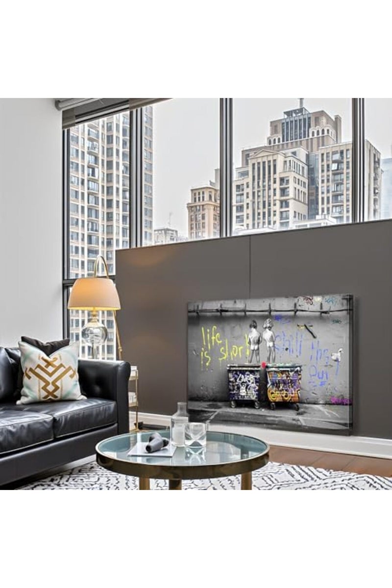 Mistyefly Banksy Wall Art Colorful Wall Decor Life is Short Chill the Duck out Canvas Wall Art Pop Art Decor Graffiti Art Graffiti Poster Wall Street Poster Banksy Artwork Bedroom Decor (16''Hx24''W) - Image 3