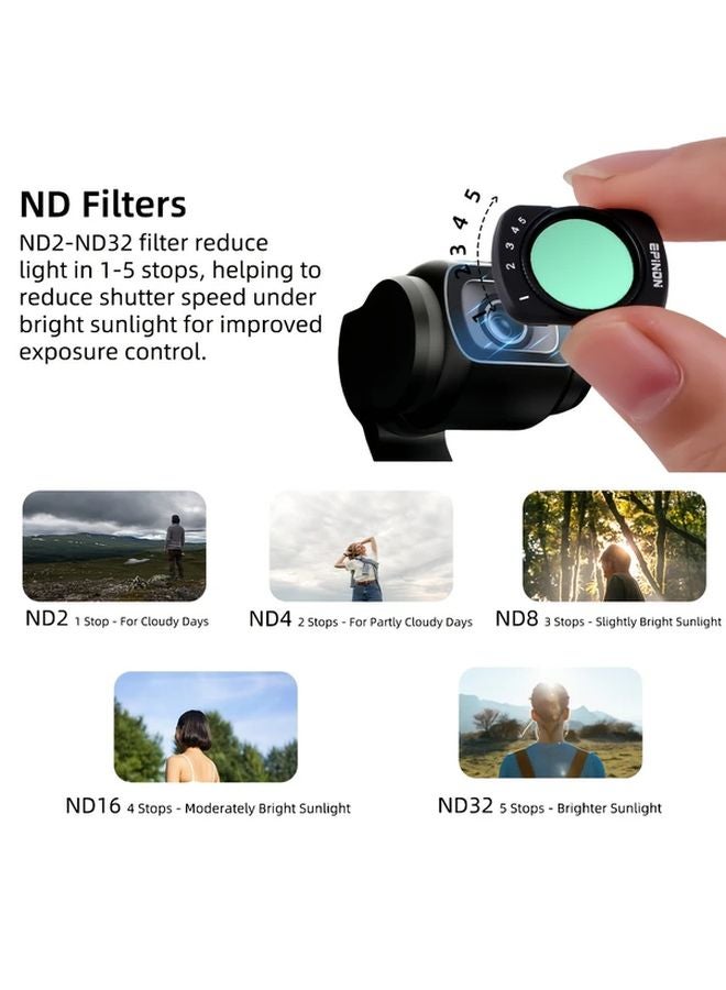 عدسة مغناطيسية واسعة الزاوية CPL أسود توزيع ND2 32 مجموعة مرشحات لـ DJI Osmo Pocket 3 - Image 4