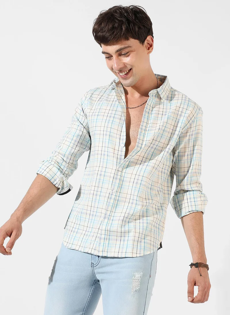 Campus Sutra Men's Multicolour Checkered Regular Fit Casual Shirt