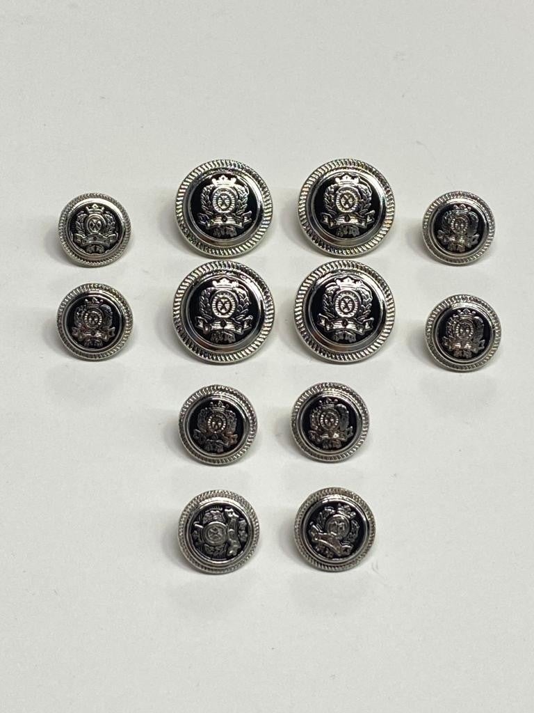 Karan Tuhafiye Karan Haberdashery Blazer Jacket Button Set 12 Silver Black Inside - Image 1