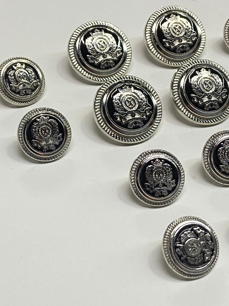 Karan Tuhafiye Karan Haberdashery Blazer Jacket Button Set 12 Silver Black Inside - Image 2