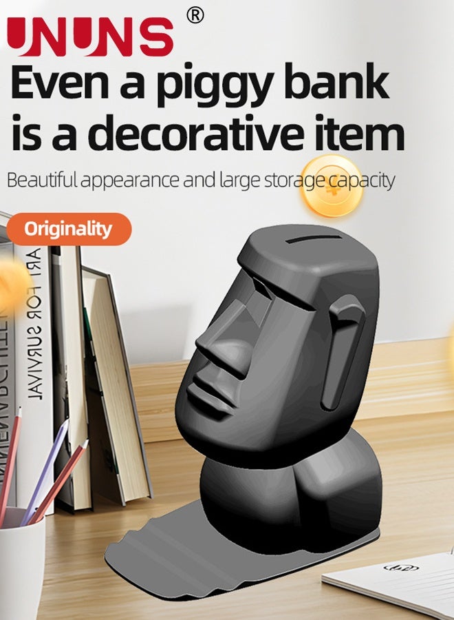 UNUNS 3 in 1 Glasses Holder Stand,Abstract Statue Shaped Phone Holder Money Saving Box Unique Eyeglasses Display Stands,Phone Mount Eyewear Holder Money Bank Saving Box for Home Office Decor Gift,Black - Image 3