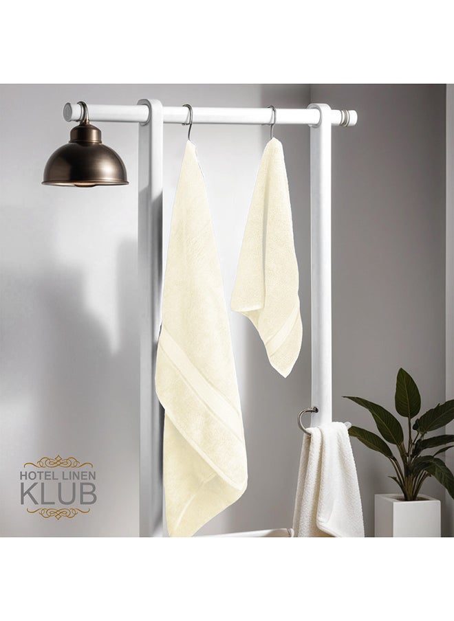 Hotel Linen Klub Hotel Linen Klub LUXURY PACK of 2  Bath and Hand Towel Set - 100% Cotton 650 GSM Terry Dobby Border Ring Spun - Super Soft ,Quick Dry,Highly Absorbent ,Cream  - Image 4