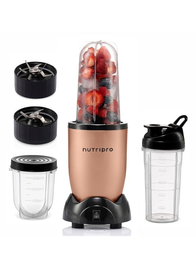 NutriPro Juicer Mixer Grinder - Smoothie Maker - 500 Watts (3 Jars & 2 Blades, Gold) - 2 Year Warranty - Image 1