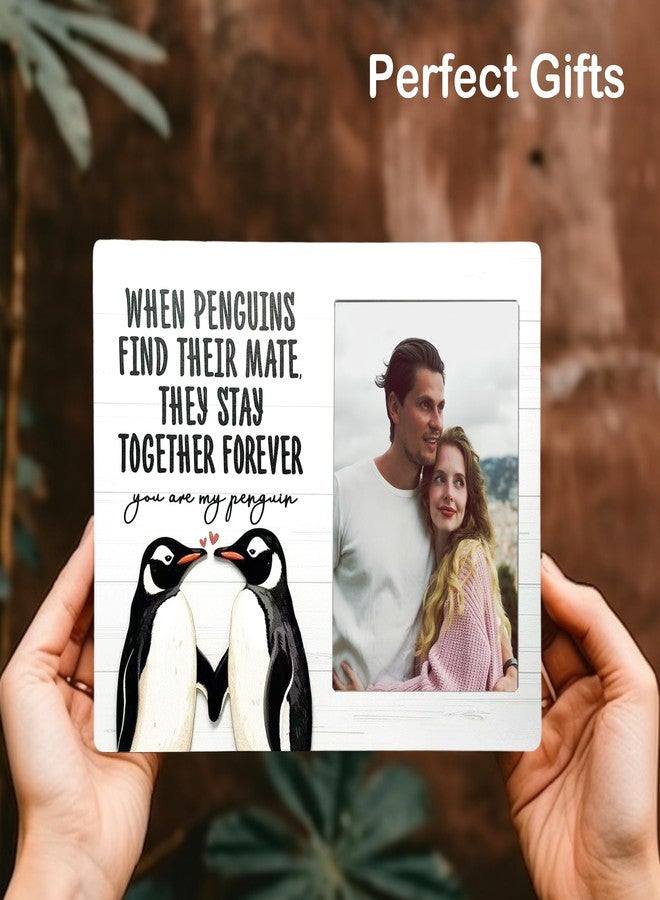 CAIFZ You are My Penguin Picture Frame with Penguin Puzzle, Engagement Wooden Photo Frame Gifts for Couple, 4x6 inch Photo - Image 3