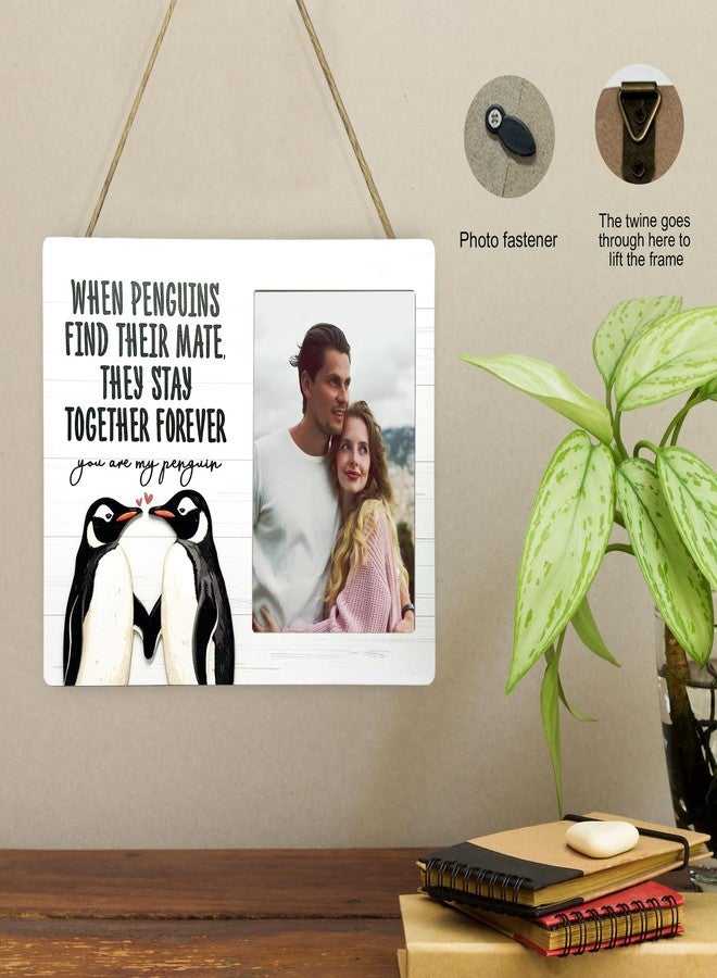 CAIFZ You are My Penguin Picture Frame with Penguin Puzzle, Engagement Wooden Photo Frame Gifts for Couple, 4x6 inch Photo - Image 4