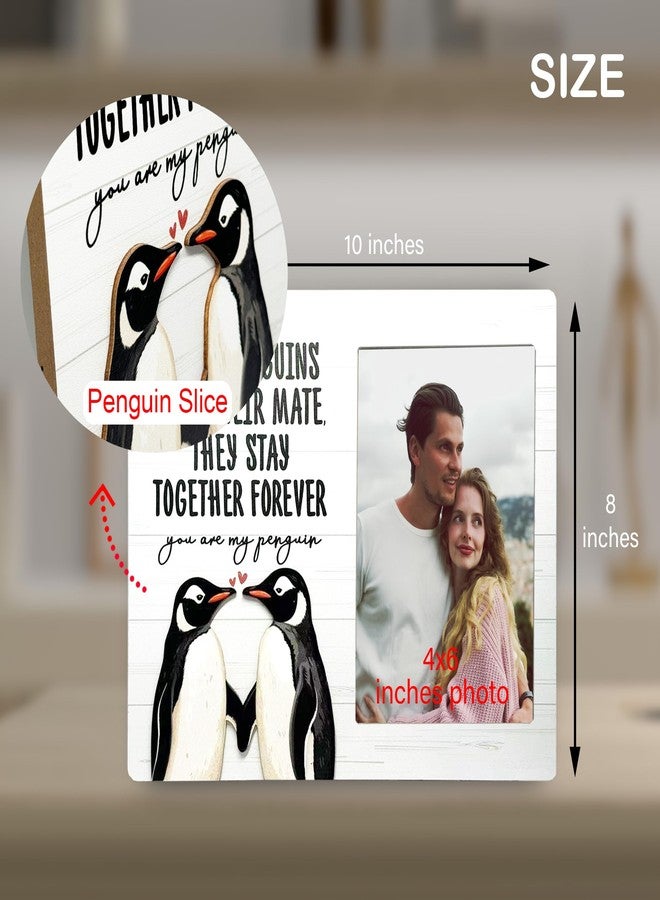 CAIFZ You are My Penguin Picture Frame with Penguin Puzzle, Engagement Wooden Photo Frame Gifts for Couple, 4x6 inch Photo - Image 2