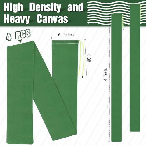 Threan 4 Pcs 4 ft Sandbags for Flooding Flood Prevention Sand Tube Bags Thickened Canvas Reusable Rain Wind Flood Barrier with Elastic Band Water Barrier Tube for Door Garden Rain Control Green - Image 3