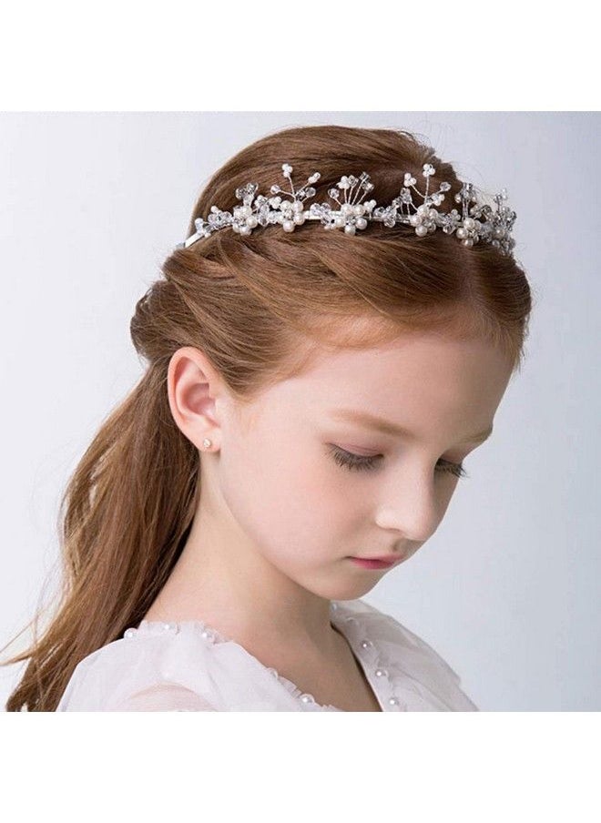 WILLBOND 4 Pcs Girl Princess Wedding Headband Headpiece Bridal Bridesmaid Hair Band Pearls Rhinestone Headdress For Flower Girl Wedding Party Hair Accessory  - Image 4