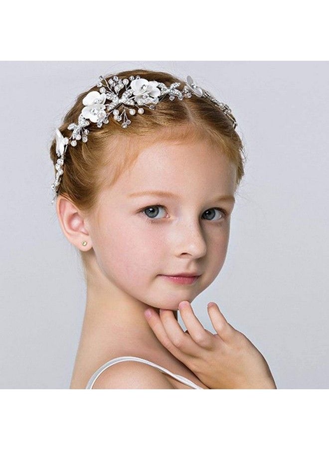 WILLBOND 4 Pcs Girl Princess Wedding Headband Headpiece Bridal Bridesmaid Hair Band Pearls Rhinestone Headdress For Flower Girl Wedding Party Hair Accessory  - Image 5