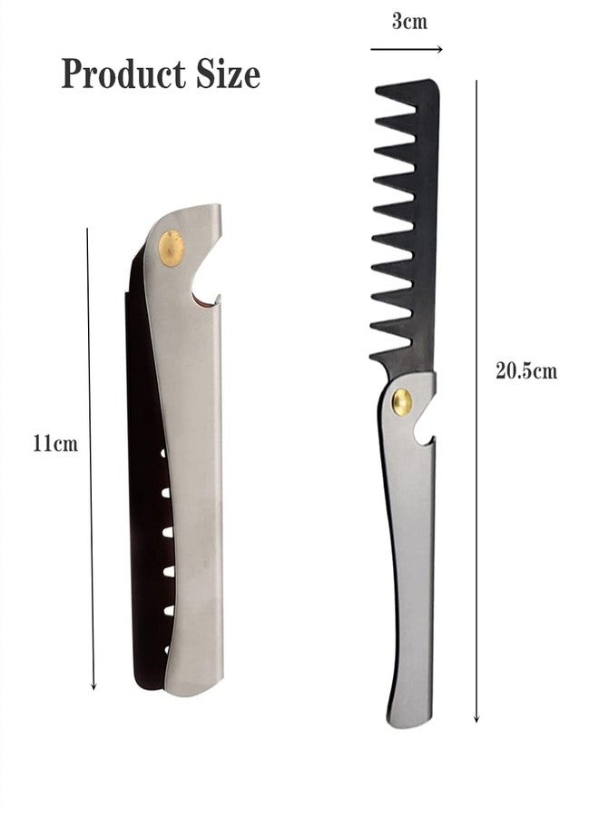 WHPromLang Stainless Steel Folding Pocket Comb - Portable Hair Comb for Styling, Salon & Home Use - Image 2