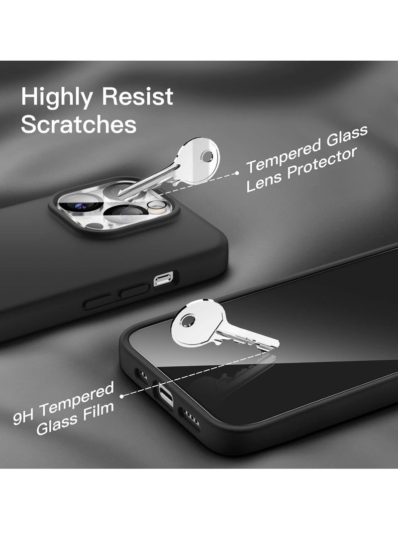 ELTRAZONE iPhone 14 Pro Max Cover, with 2 Pack Screen Protector + 2 Pack Camera Lens Protector, Liquid Silicone [Full Body] Protection Shockproof [Drop Protection] Case 6.7 inches (Black) - Image 3