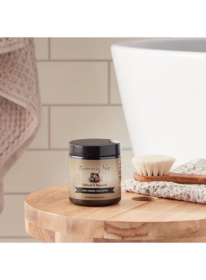 Sunny Isle زبدة زيت الخروع الأسود الجامايكي النقية مع بودرة تشيبي 4 أونصة | لشعر أطول وأقوى | بودرة تشيبي الأفريقية الطبيعية بالكامل | مرطب للشعر والبشرة لجميع الأنواع - Image 4