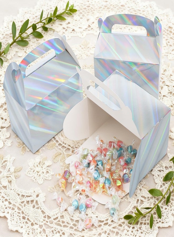 ZAVOOS 50 Pack Party Favor Boxes, 6.3 x 3.7 x 3.7 Inch Iridescent Candy Gable Boxes with Handle, Paper Goodie Gift Box Snack Cookies Containers bulk for Christmas, Wedding, Birthday - Image 5