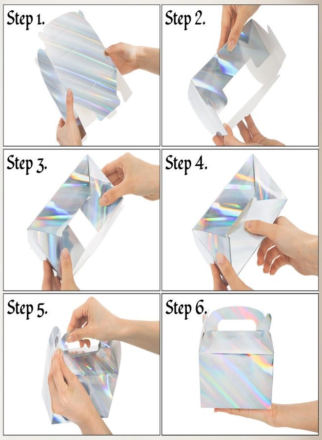 ZAVOOS 50 Pack Party Favor Boxes, 6.3 x 3.7 x 3.7 Inch Iridescent Candy Gable Boxes with Handle, Paper Goodie Gift Box Snack Cookies Containers bulk for Christmas, Wedding, Birthday - Image 4