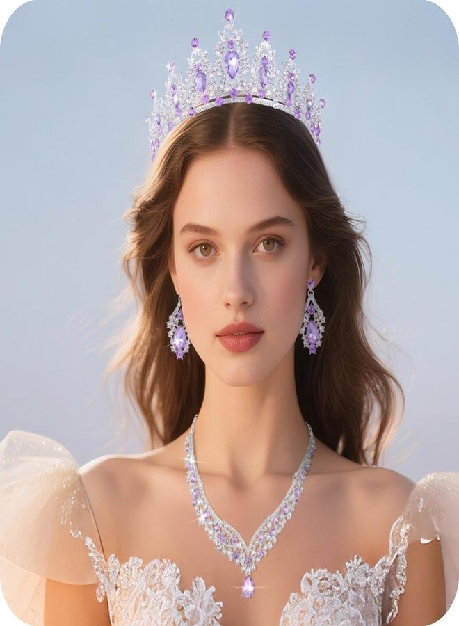 Kamirola - Queen Crown and Tiaras Princess Crown for Women and Girls Crystal Headbands for Bridal, Princess for Wedding and Party(Silver&Purple) - Image 3