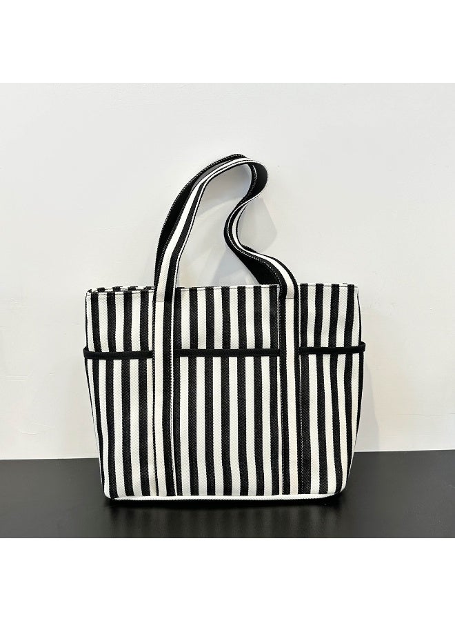 Chloe Classic Black - and - White Striped Chloé Handheld Tote Bag - Image 2