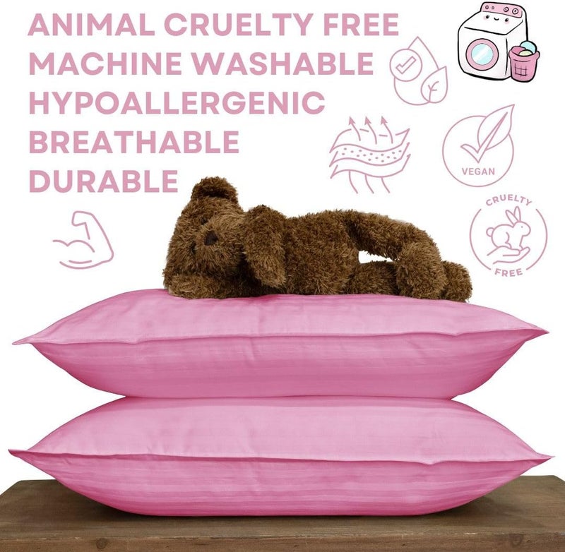 KINDER FLUFF Toddler Pillow (2pk) - The only Pillow 300T Soft Cotton & Down Alternative Fill - Hypoallergenic & Machine Washable. Ideal XS Pillows for Toddler Bed & Travel Pillow (25x38cm - Pink) - Image 4