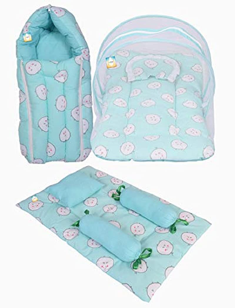 Bantoo Baby Bed New Born Baby Bedding Set Sleeping Bag Carry Bag Baby Beds Mattress Nest Bed Mosquito Net Sleeping Essentials Carrier Nest Infants Gift Combo 06 M 3PCS Set - Image 1